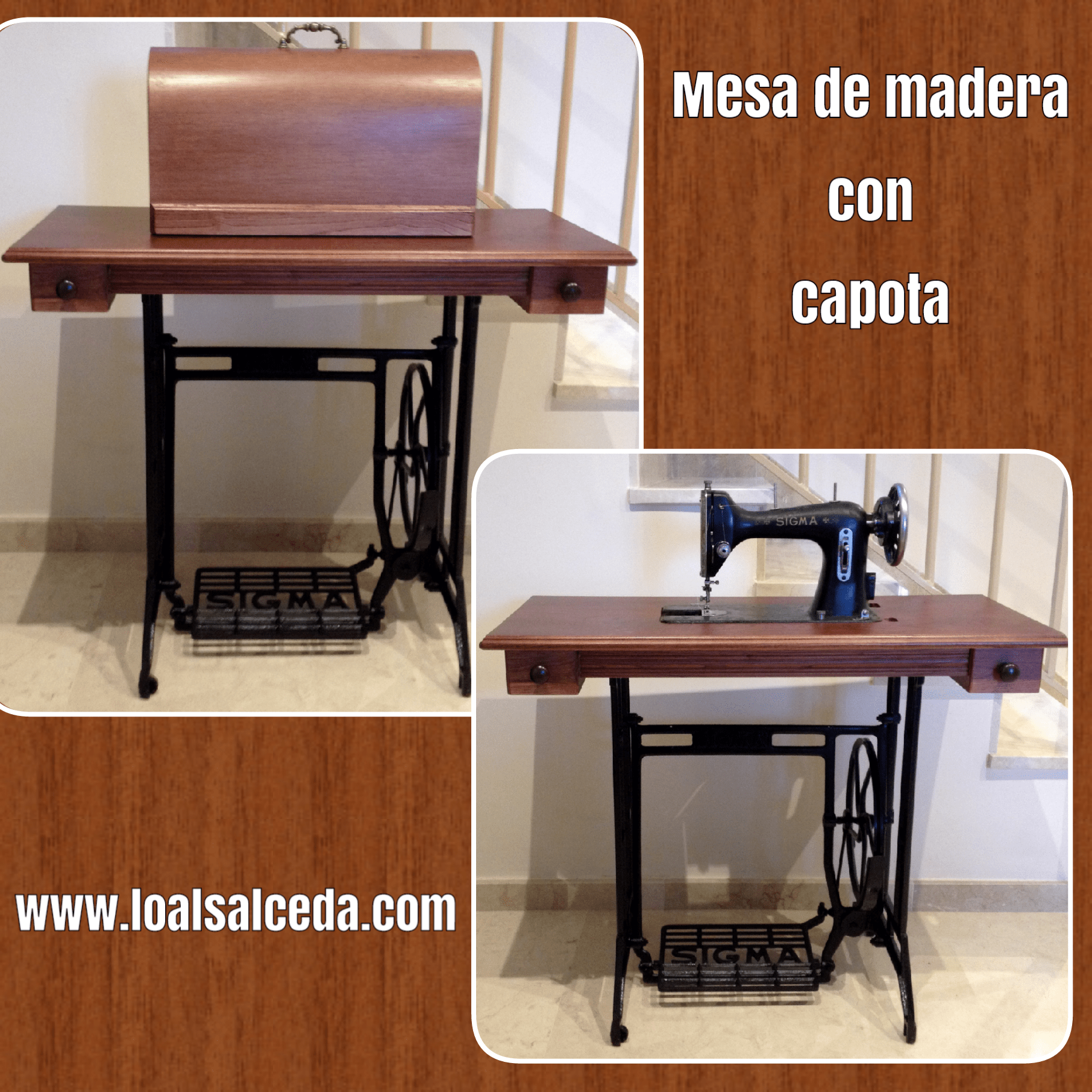 mesa con capota para maquina de coser